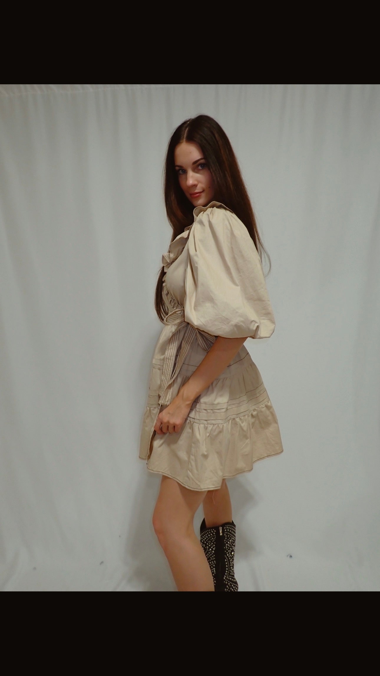 Puff Sleeve Wrap Dress