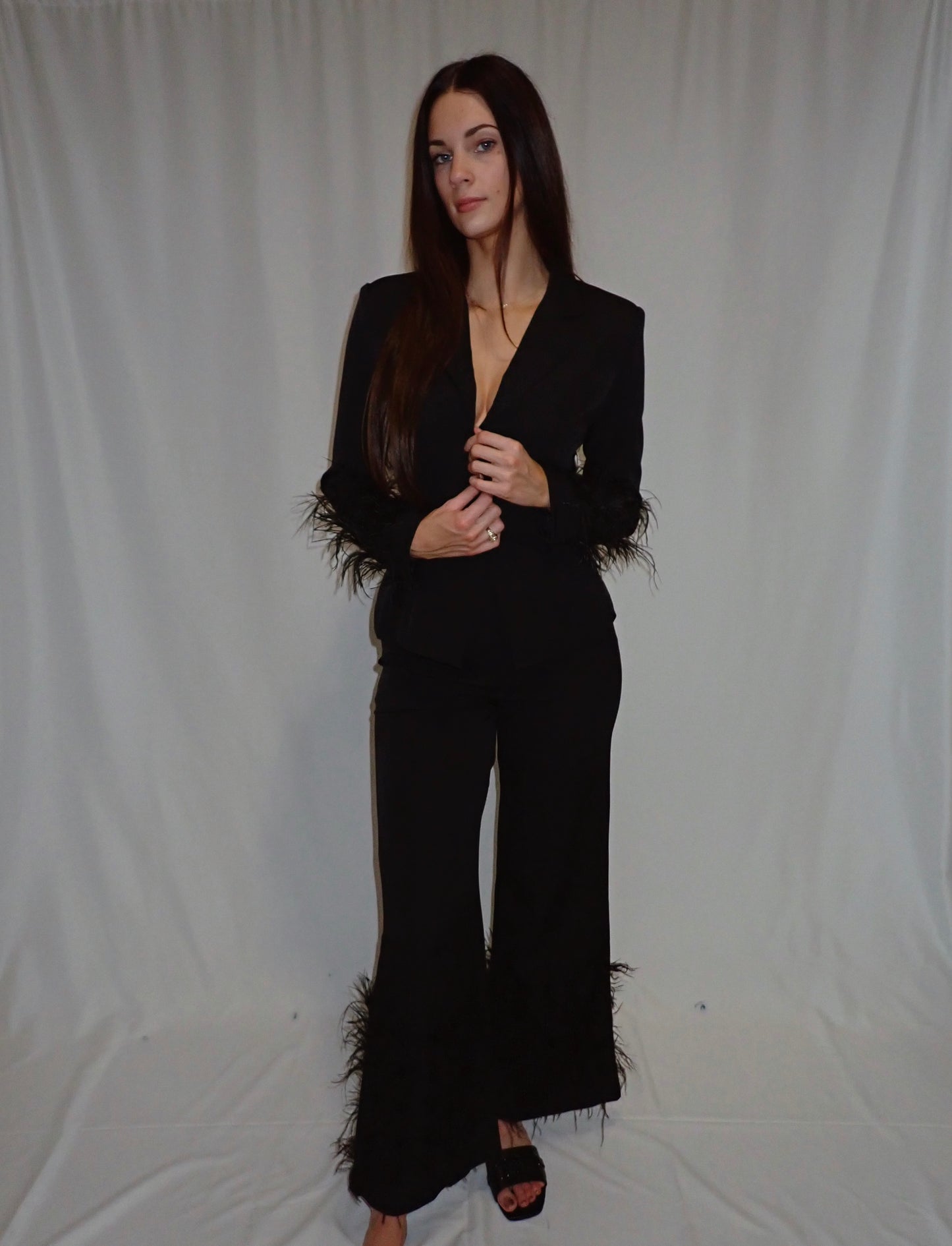 Black Feather Pants