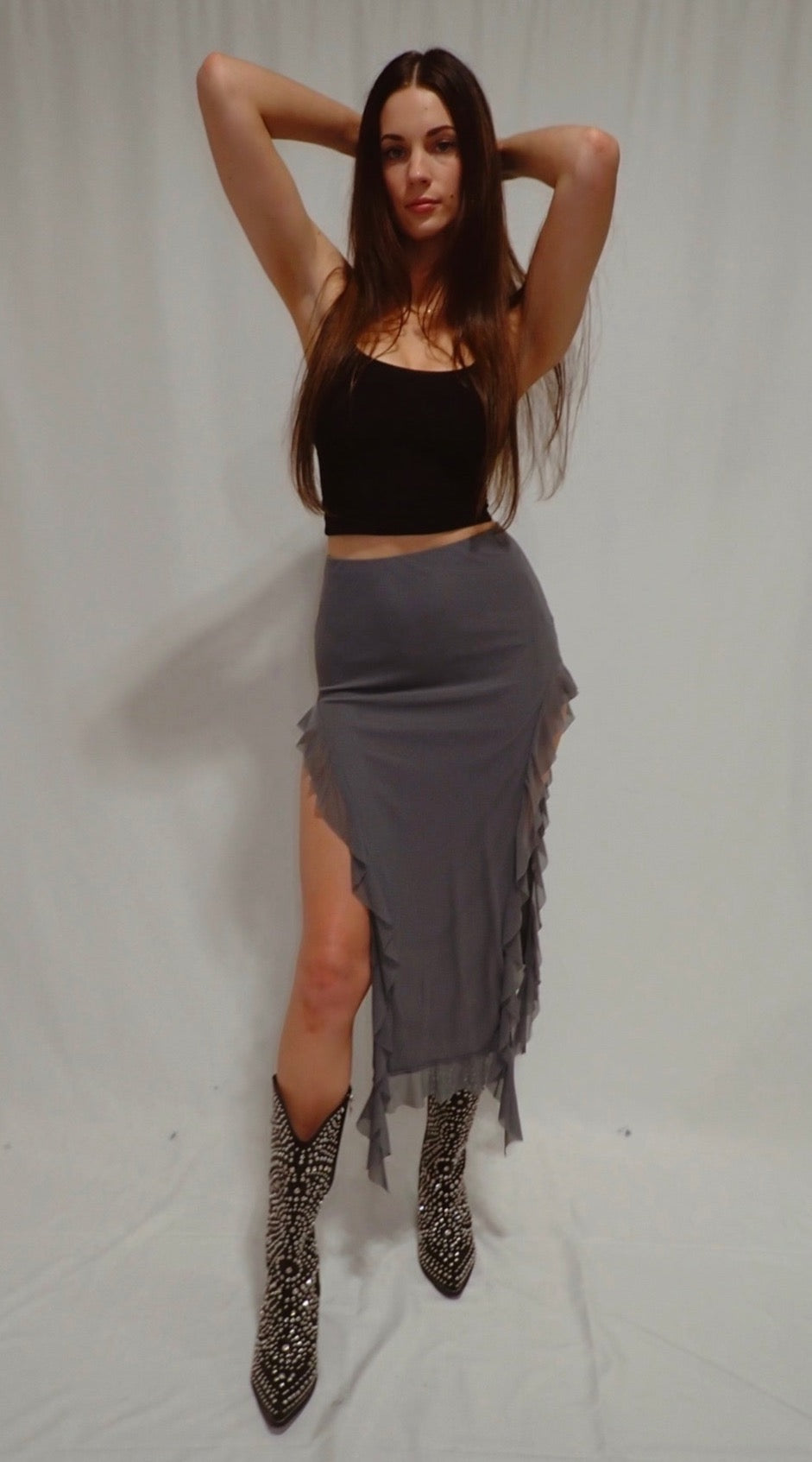 Gray Ruffle Skirt