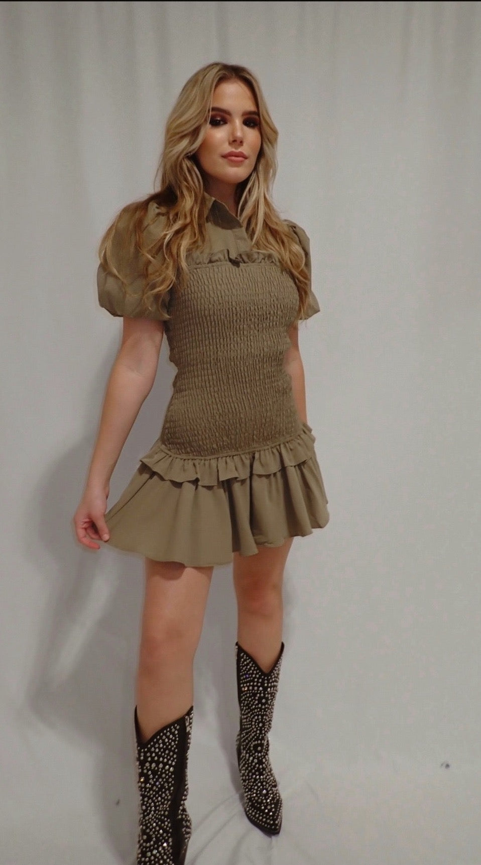 Ruched Collared Dress