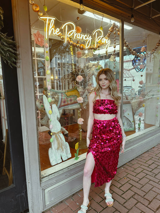 Pink Sequin Skirt
