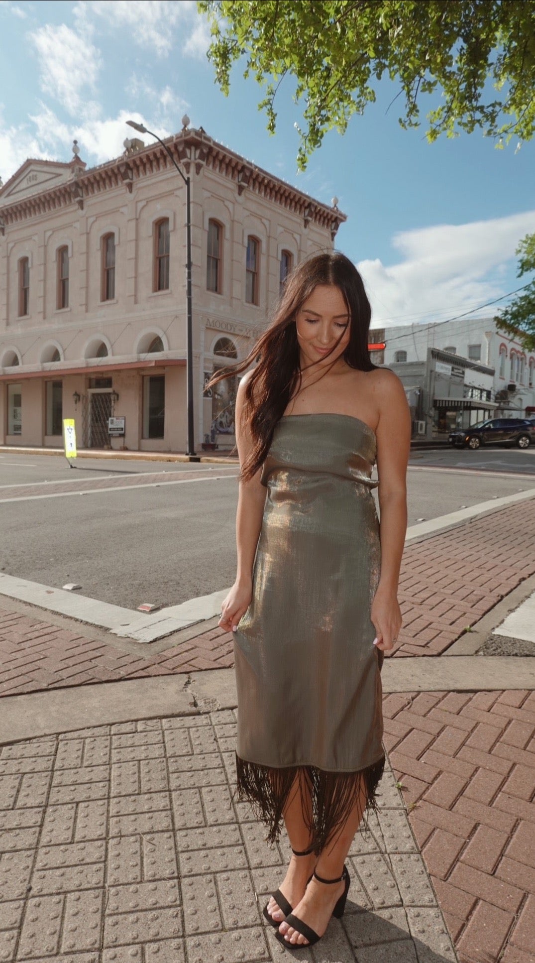 Strapless Iridescent Green Dress